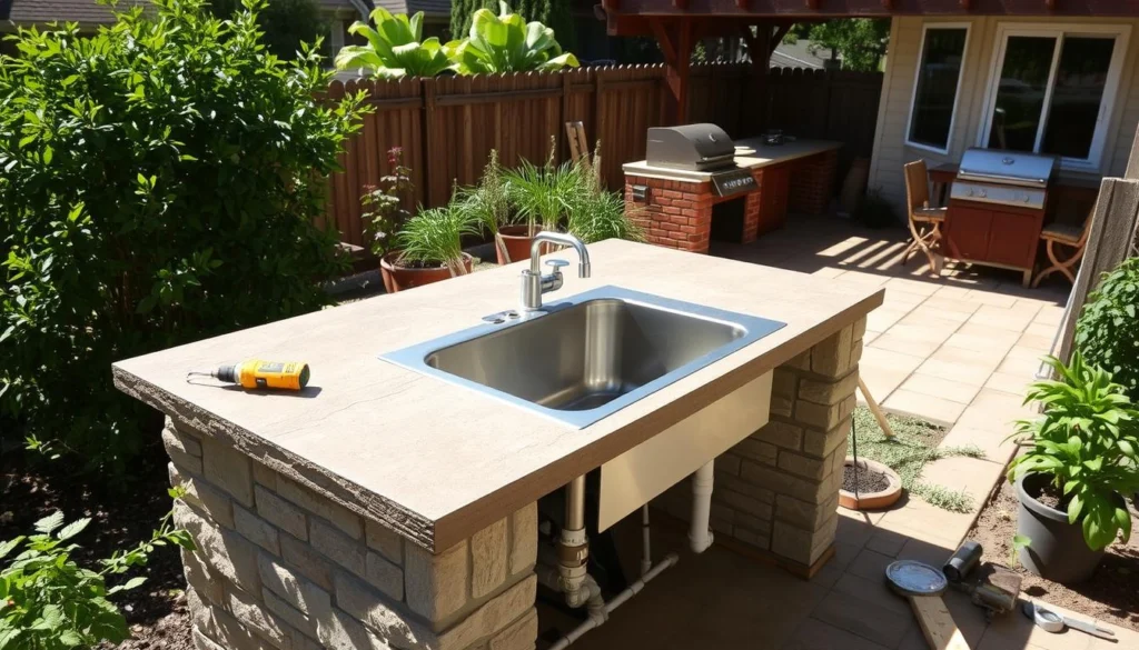 how to install an outdoor sink