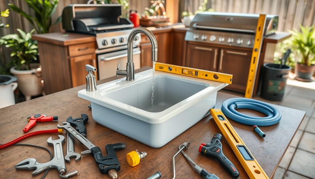 outdoor kitchen sink installation