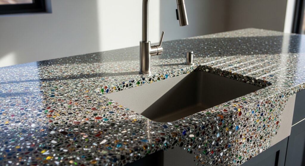 concrete recycled glass sink
