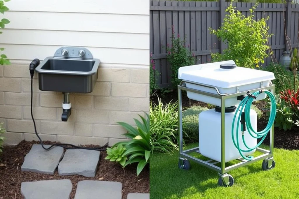 Comparison of permanent and portable outdoor sink models Comparison of permanent and portable outdoor sink models