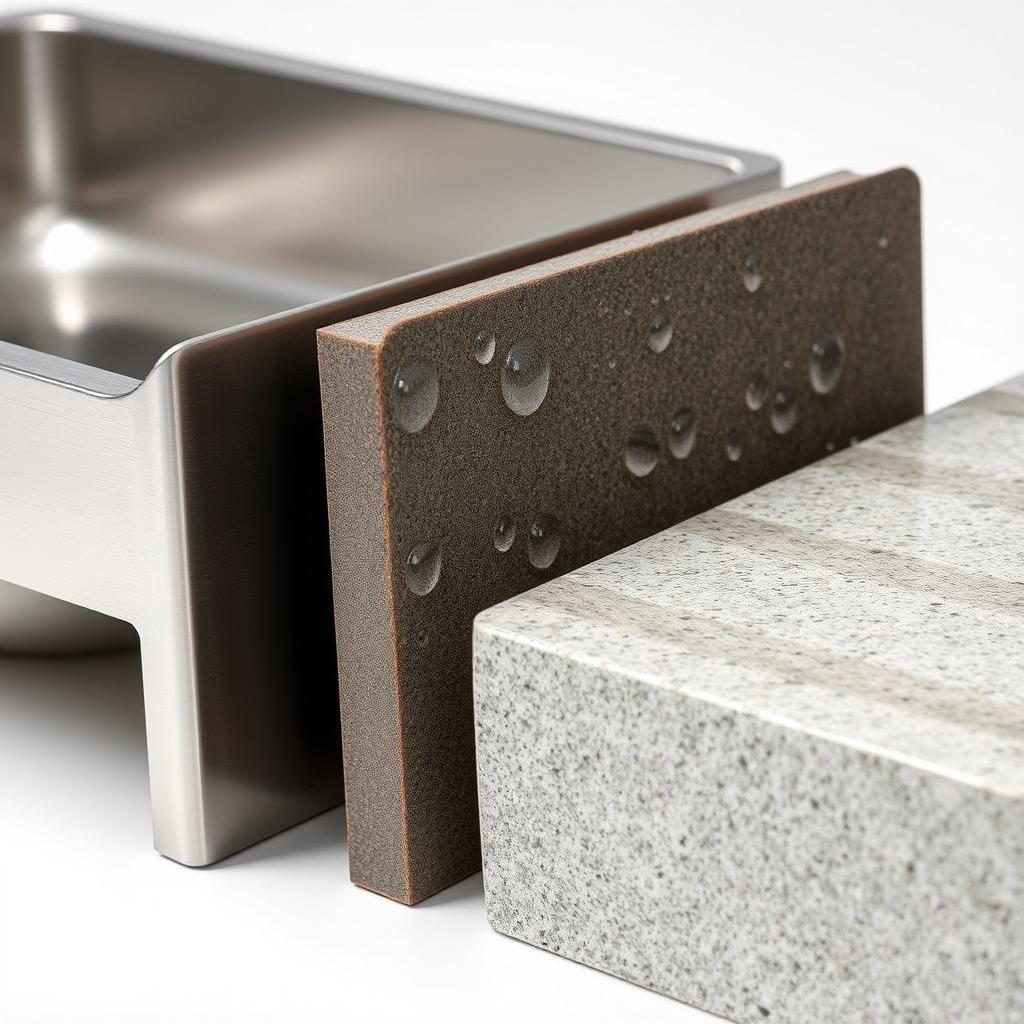 Different materials used in outdoor sinks with hose attachments