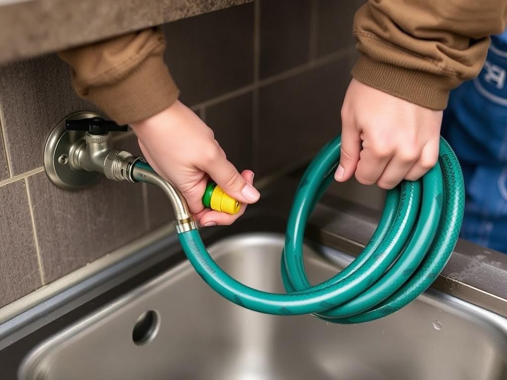 Disconnecting and storing outdoor sink hoses for winter