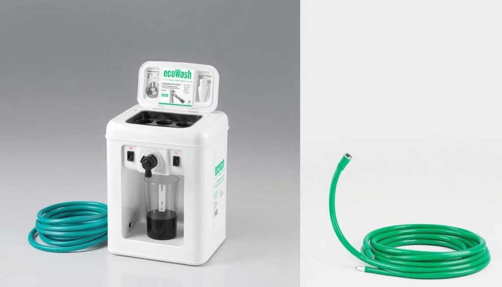 EcoWash Outdoor Station with hose attachment and water recycling system