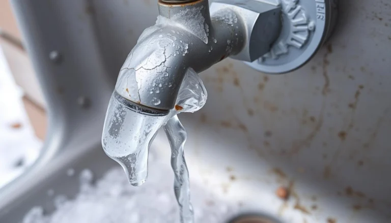 Frozen outdoor sink with visible ice damage showing why winterizing an outdoor sink is essential