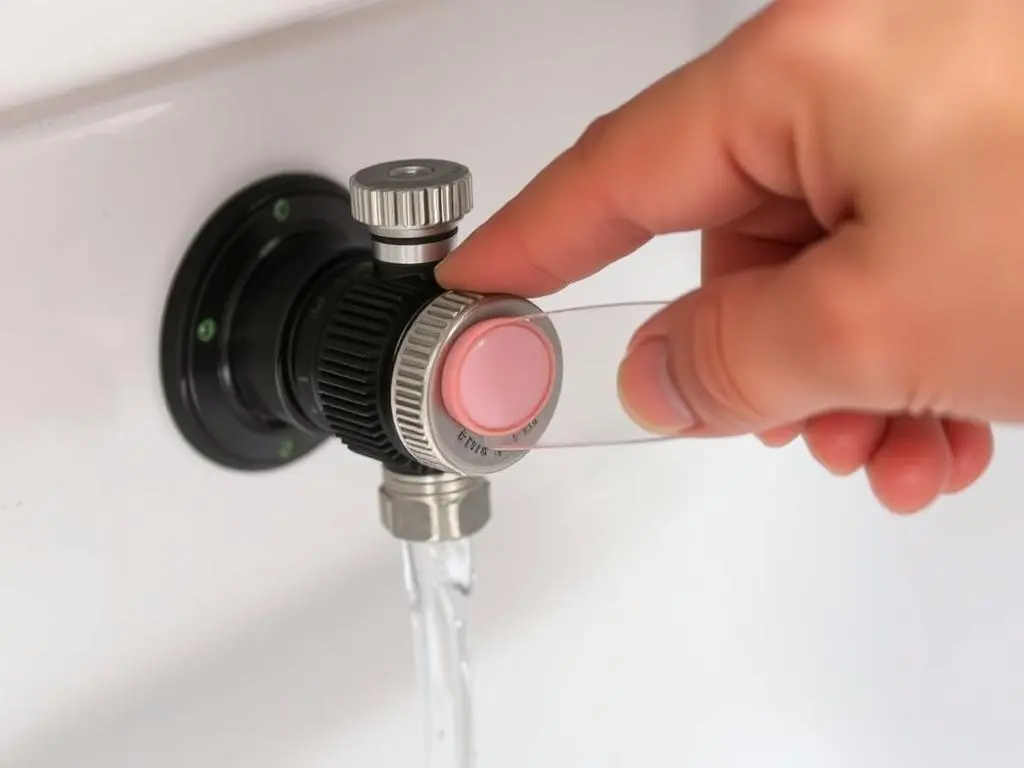 Hand turning off outdoor water supply valve Hand turning off outdoor water supply valve