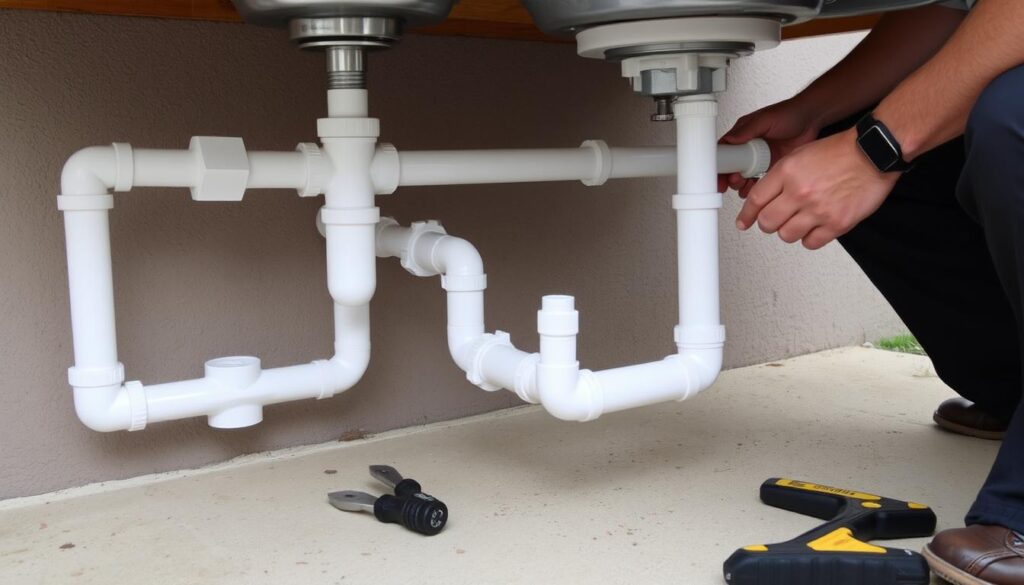 Installing plumbing for outdoor sink