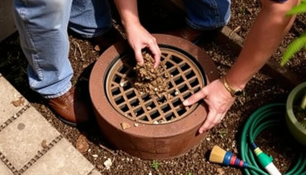 Maintaining a French drain system by cleaning the catch basin Maintaining a French drain system by cleaning the catch basin