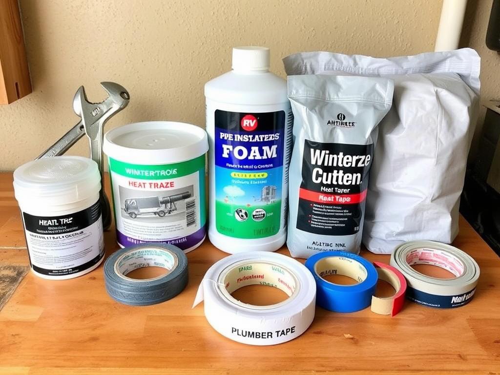Materials needed for winterizing an outdoor sink laid out neatly