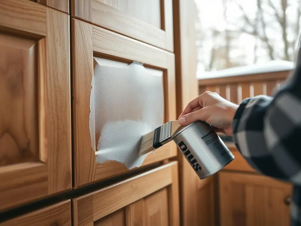 Outdoor kitchen cabinets being cleaned and sealed for winter protection Outdoor kitchen cabinets being cleaned and sealed for winter protection