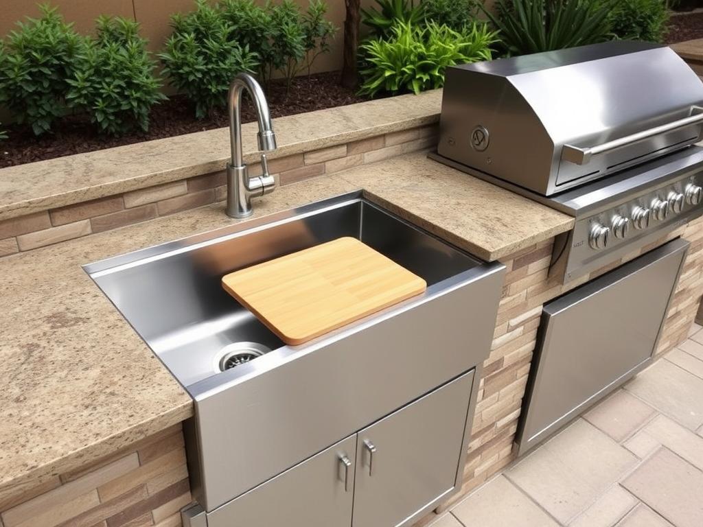 Outdoor sink as part of outdoor kitchen prep area