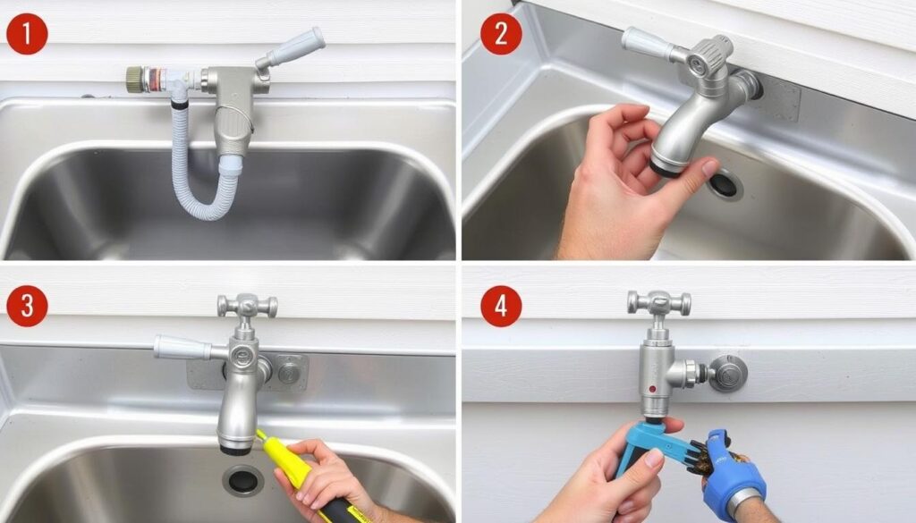 Step-by-step outdoor sink faucet installation process