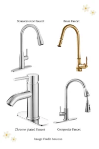 Different outdoor faucet materials: stainless steel, brass, and plastic options types of sink faucets