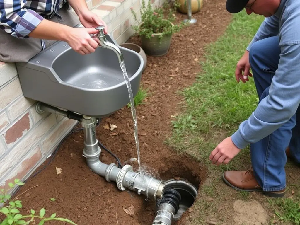 Testing French drain system for outdoor sink Testing French drain system for outdoor sink
