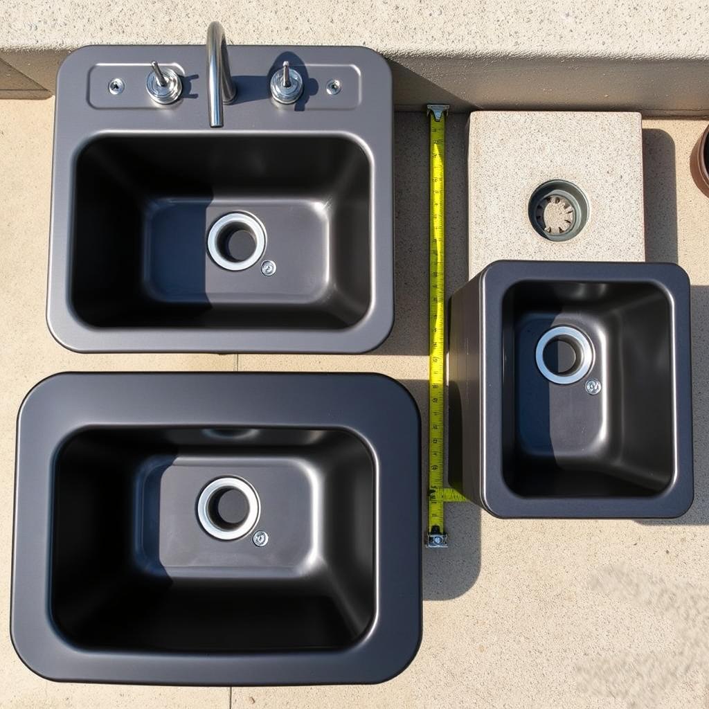 Various outdoor sink basin sizes and depths