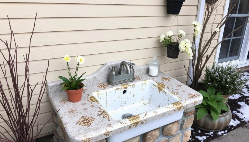 Well-maintained outdoor sink ready for spring after proper winterization