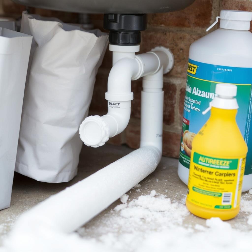 Winterization supplies and process for outdoor sinks