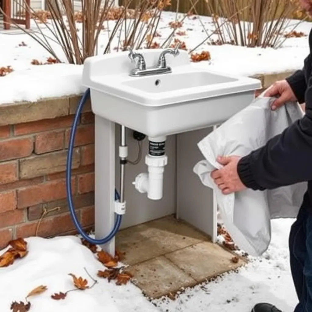 Winterizing an outdoor sink with hose attachment Winterizing an outdoor sink with hose attachment