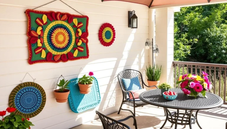 Collection of Dollar Tree sink mats transformed into various outdoor decor items