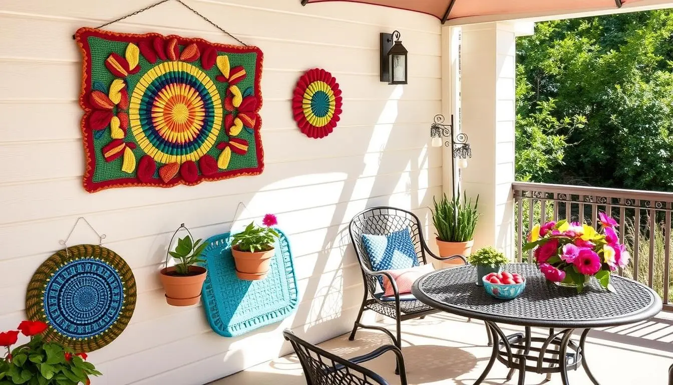 Collection of Dollar Tree sink mats transformed into various outdoor decor items