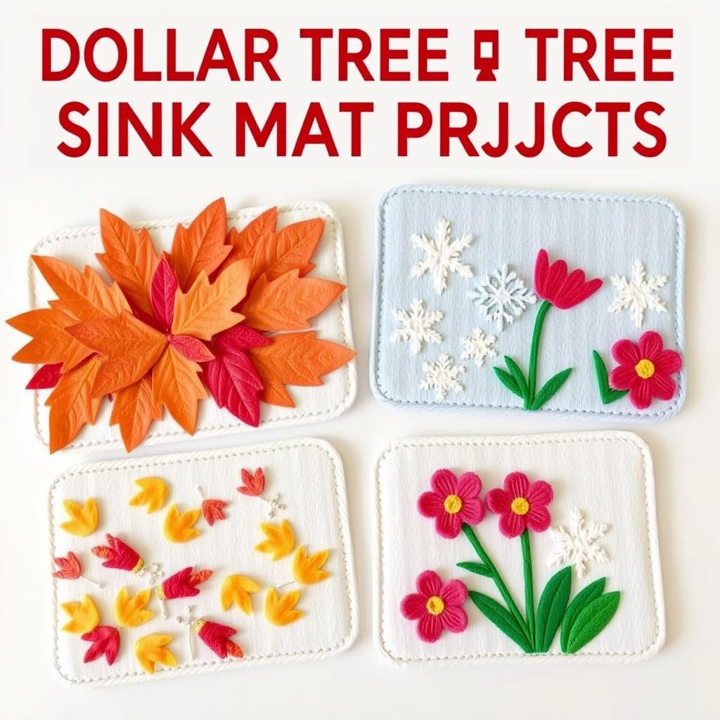 Dollar Tree sink mat projects decorated for different seasons