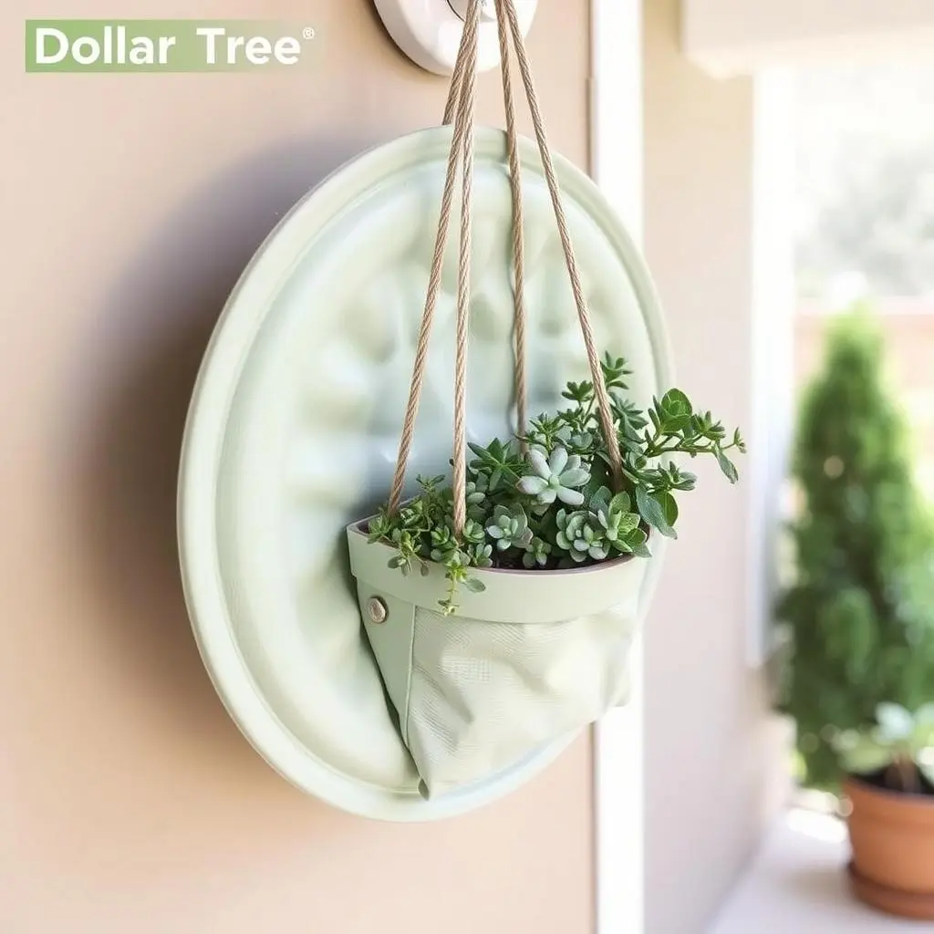 Dollar Tree sink mat transformed into a hanging planter with succulents Dollar Tree sink mat transformed into a hanging planter with succulents