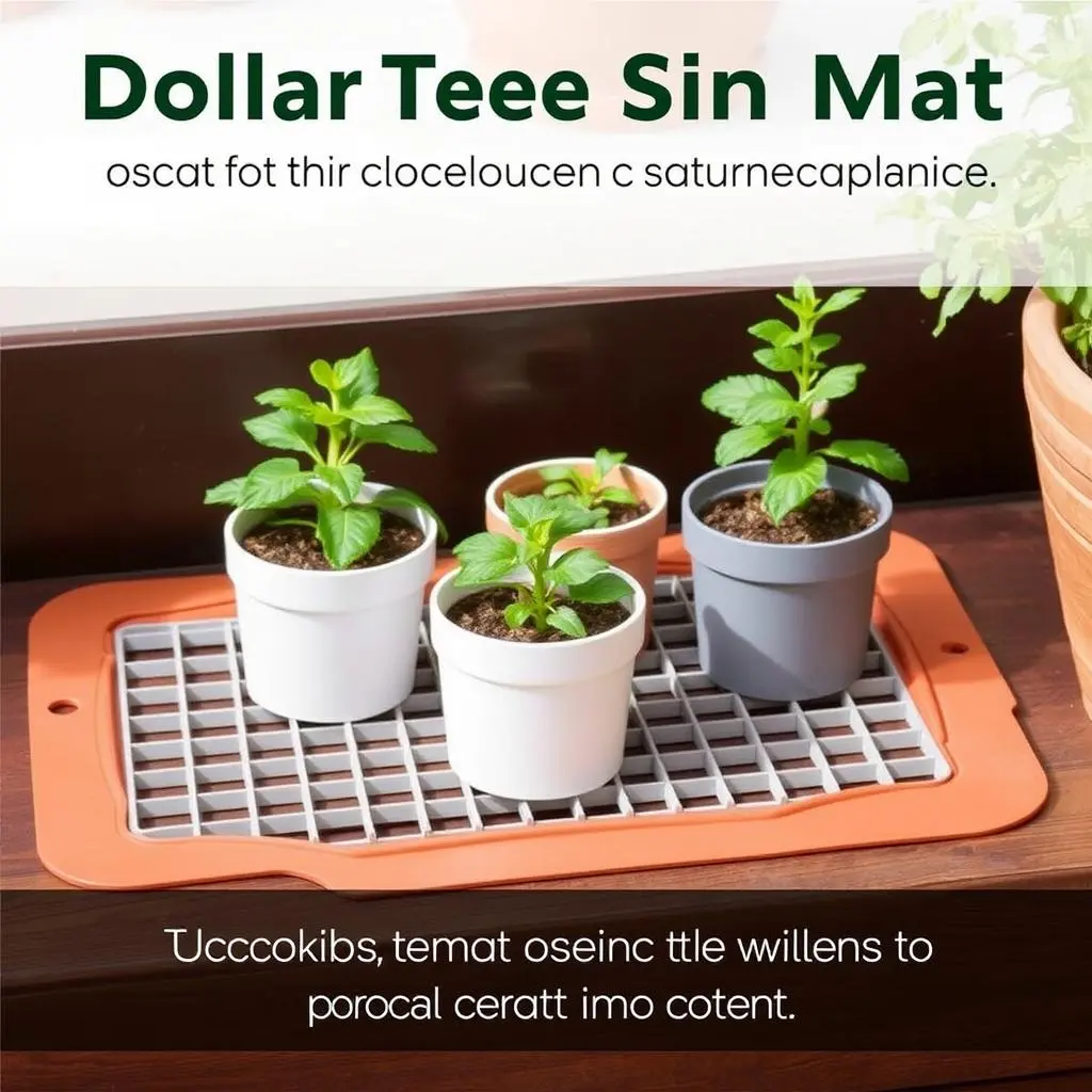 Dollar Tree sink mat used as a planter base with drainage Dollar Tree sink mat used as a planter base with drainage