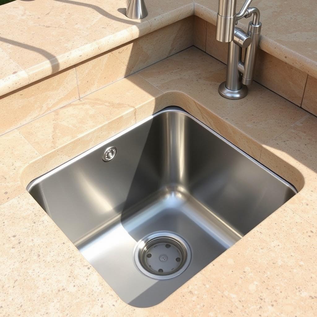 Drop-in outdoor kitchen sink installation