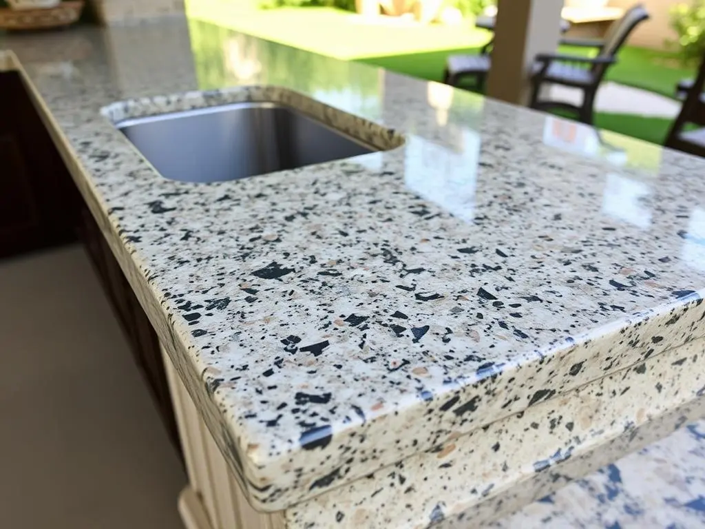 Granite countertop on outdoor bar with sink Granite countertop on outdoor bar with sink