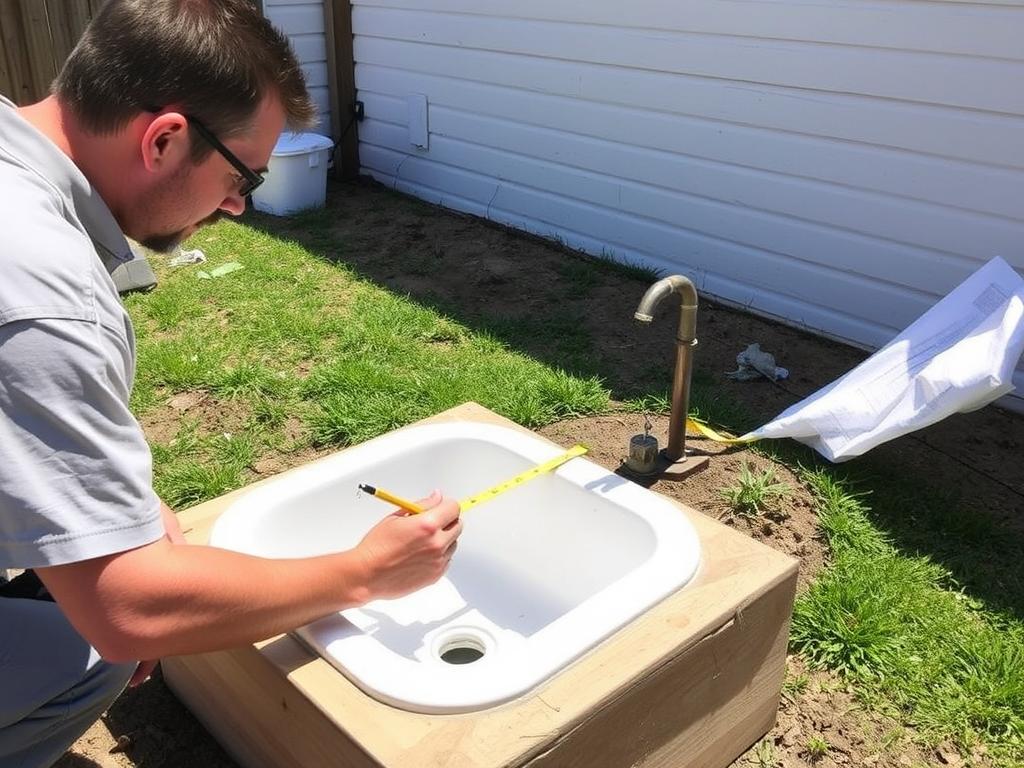 Planning the location for an outdoor sink installation