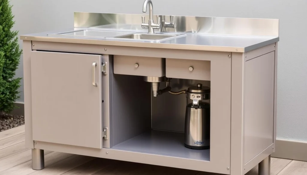 Portable outdoor kitchen with sink - mid-range model Portable outdoor kitchen with sink - mid-range model