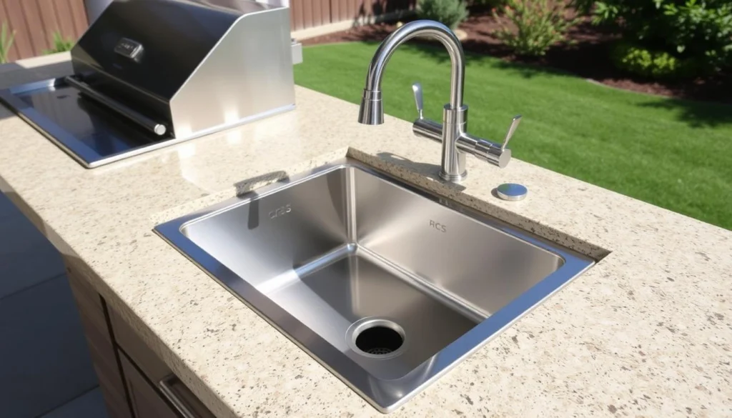 RCS 15 X 15 Outdoor Rated Stainless Steel Drop In Sink With Hot/Cold Faucet RCS 15 X 15 Outdoor Rated Stainless Steel Drop In Sink With Hot/Cold Faucet
