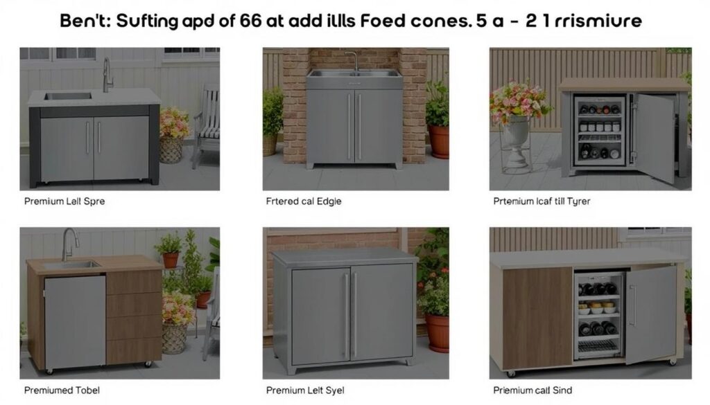 Various outdoor sink and fridge combinations for different budgets
