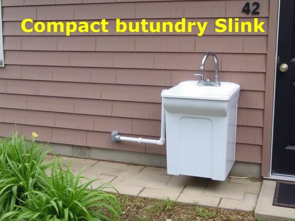 Compact outdoor laundry sink installation saving indoor space