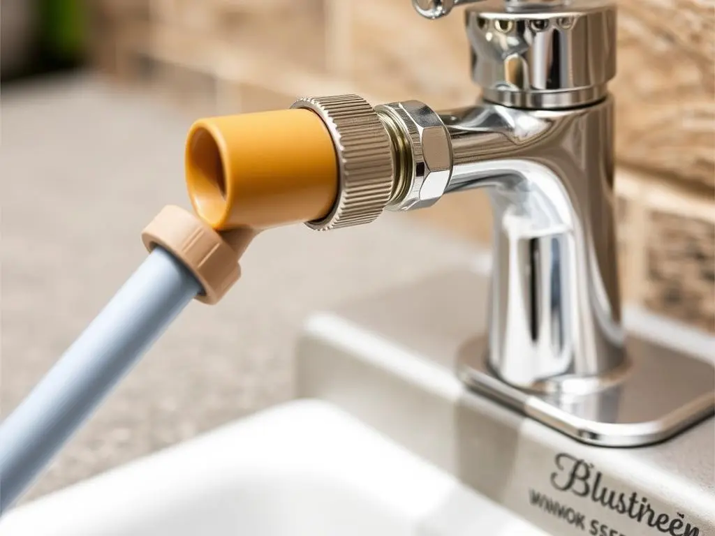 Connecting water supply hose to outdoor spigot sink Connecting water supply hose to outdoor spigot sink