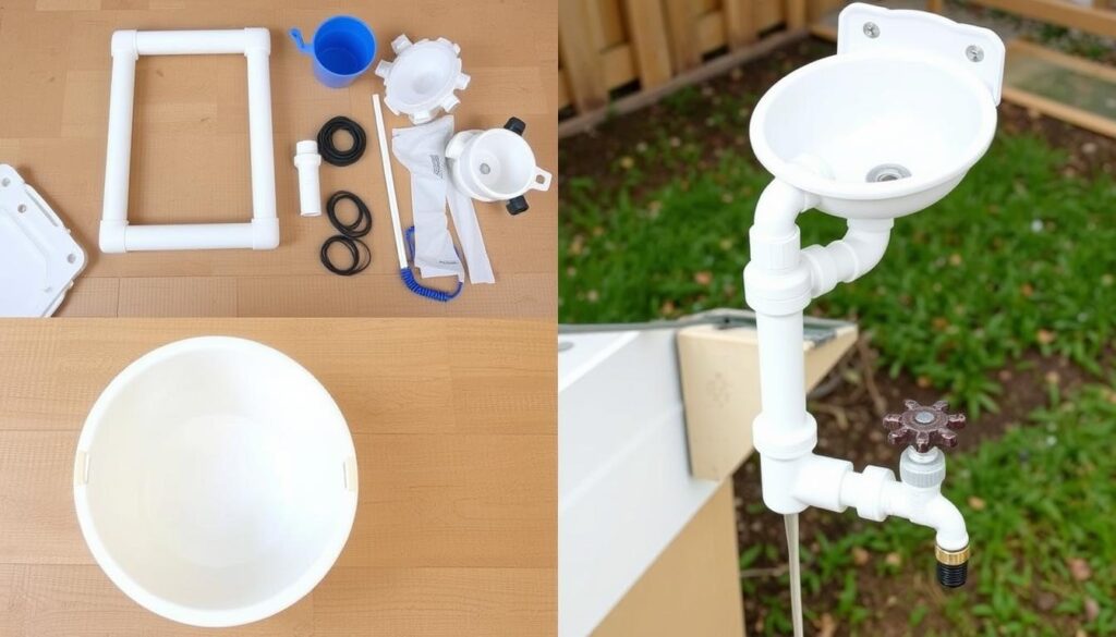 DIY PVC pipe outdoor spigot sink