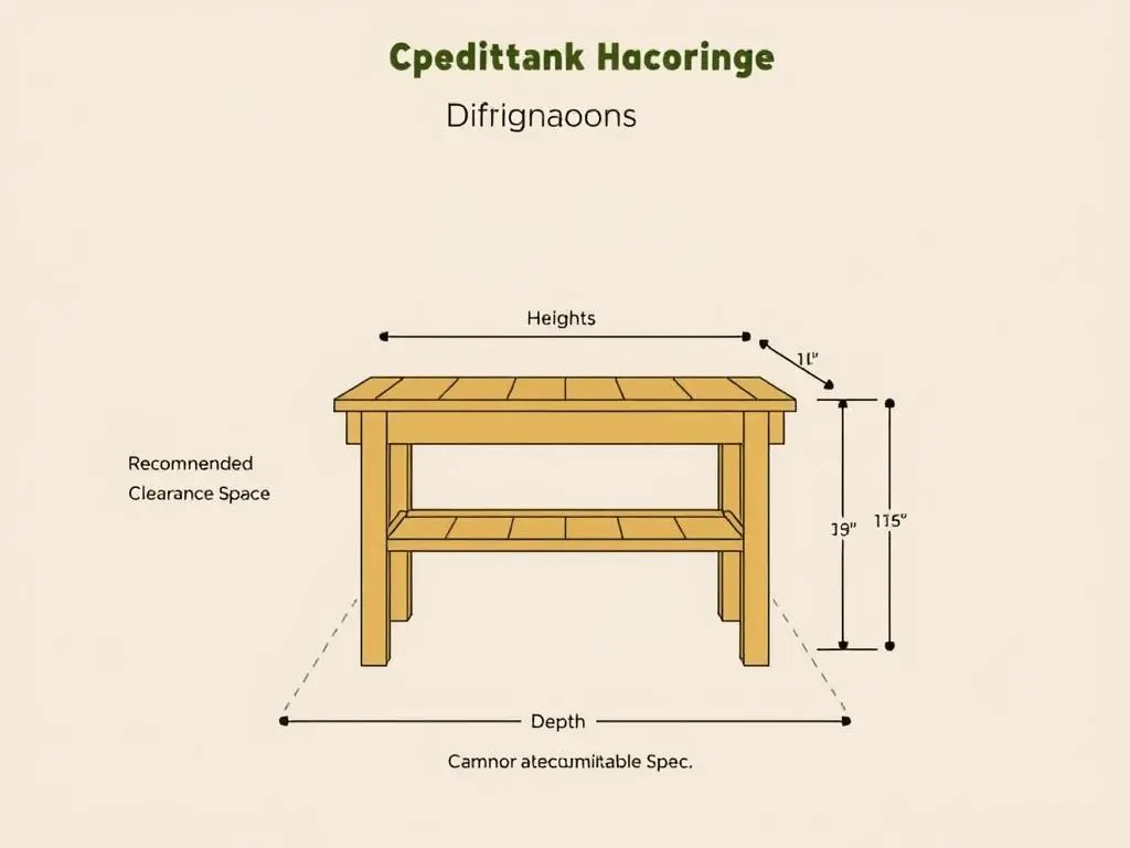 Diagram showing standard potting bench dimensions and space requirements Diagram showing standard potting bench dimensions and space requirements