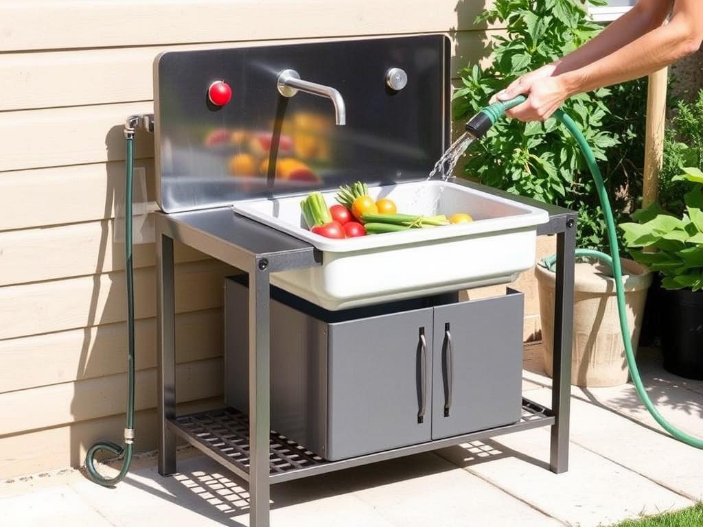 Kotulas Outdoor Garden Sink Station with hose connection