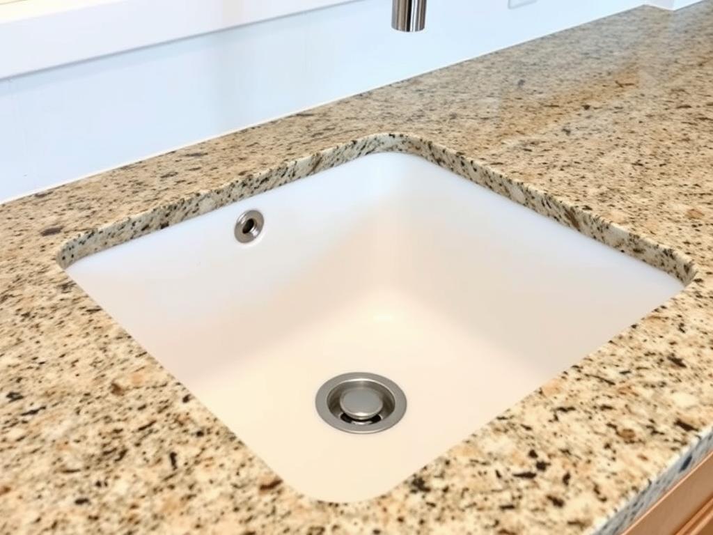 Under-mount sink showing the seamless integration with the countertop surface