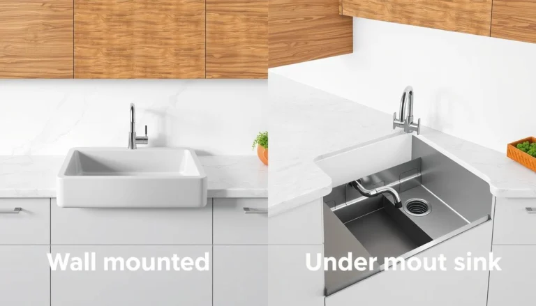 Wall-mounted and under-mount sink comparison showing the structural differences between wall-mounted vs under-mount sink types