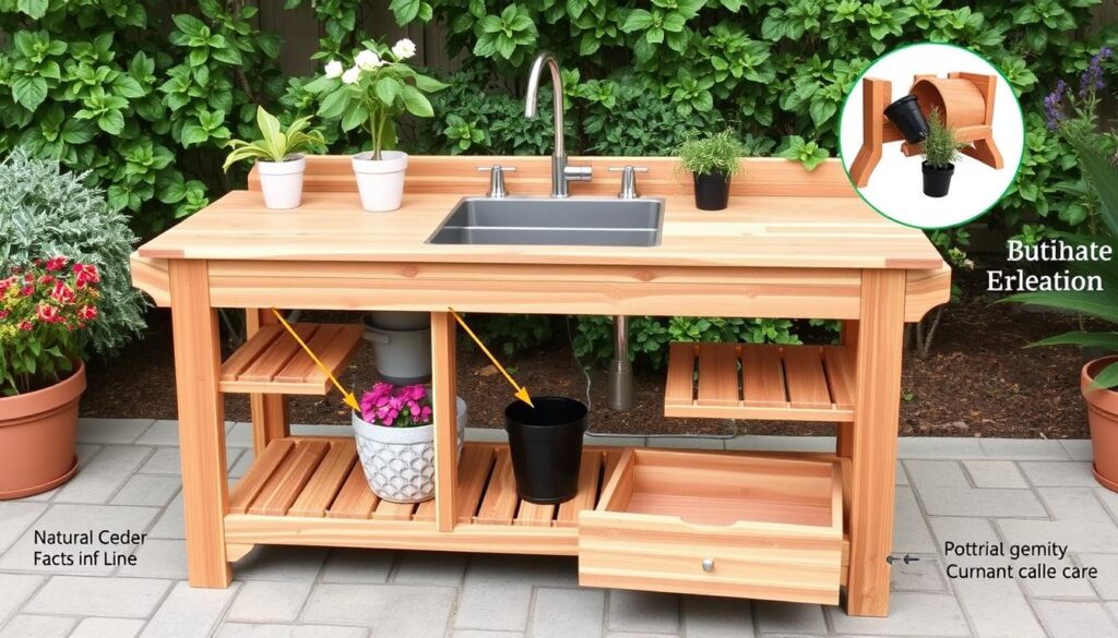 Yaheetech Premium Cedar Wood Potting Bench with Sink