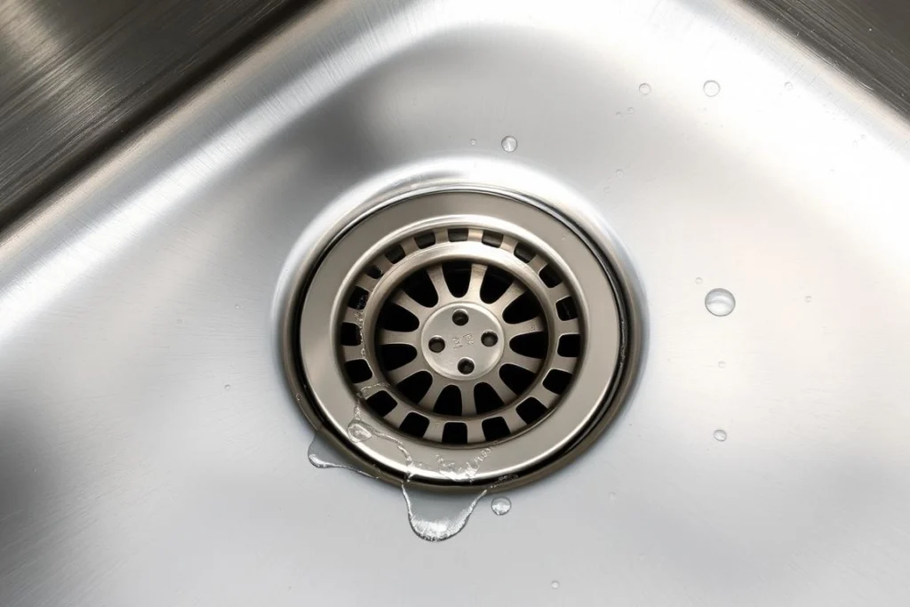 Close-up of a stainless steel outdoor sink showing its clean lines and reflective surface Close-up of a stainless steel outdoor sink showing its clean lines and reflective surface