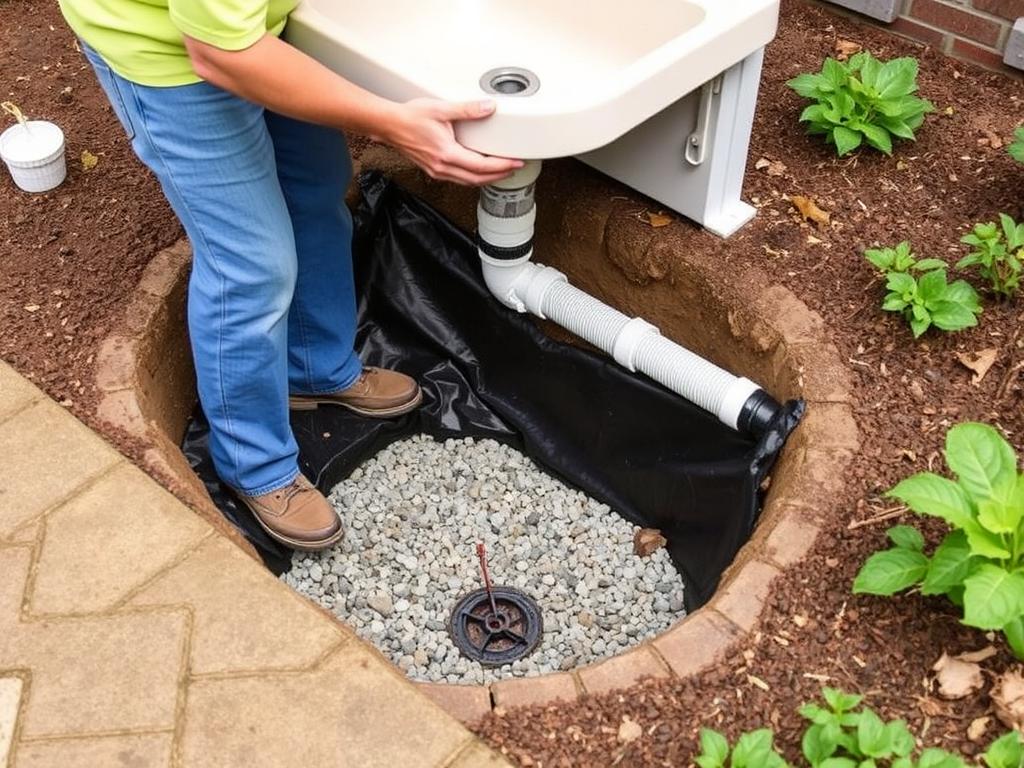 Creating a dry well drainage system for outdoor sink