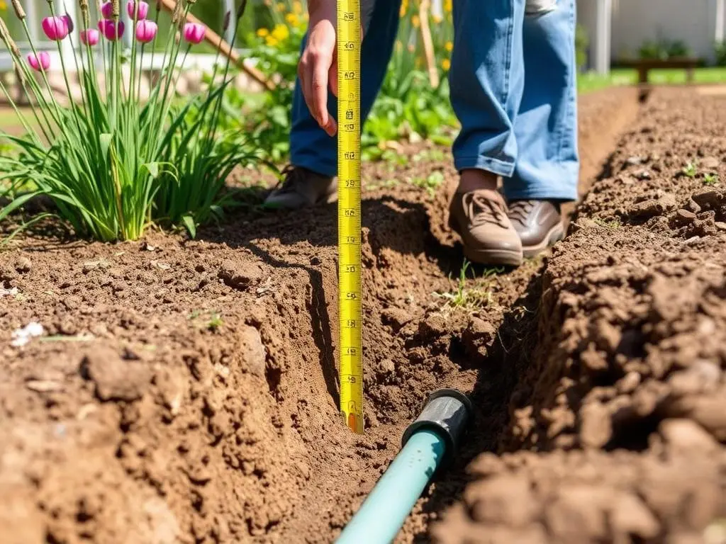 Digging a trench for outdoor sink water supply pipes Digging a trench for outdoor sink water supply pipes