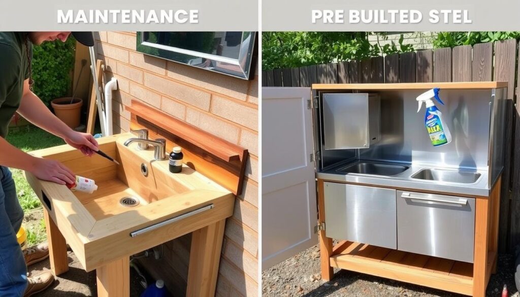 Maintenance comparison between DIY and pre-built outdoor sinks