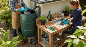 Maintenance of rainwater collection system and outdoor sink