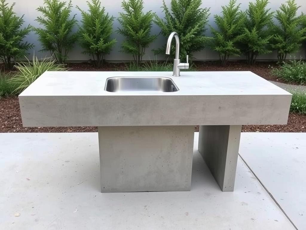 Modern concrete DIY outdoor sink with clean lines