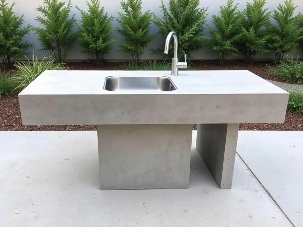 Modern concrete DIY outdoor sink with clean lines Modern concrete DIY outdoor sink with clean lines