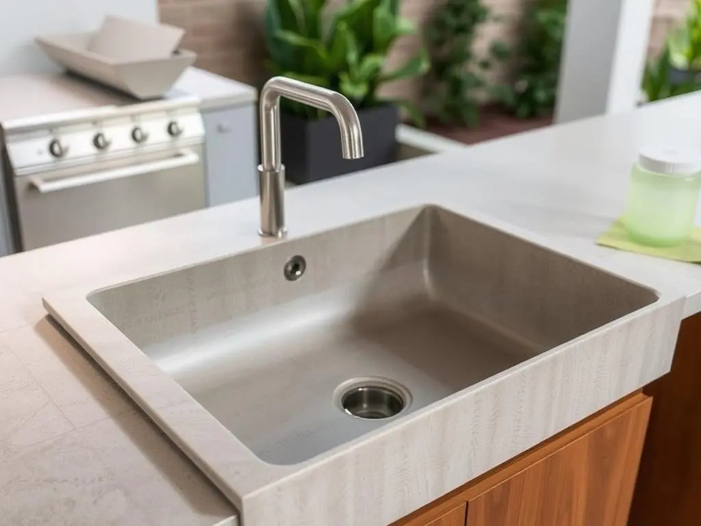 Modern outdoor sink made from recycled paper composite material Modern outdoor sink made from recycled paper composite material