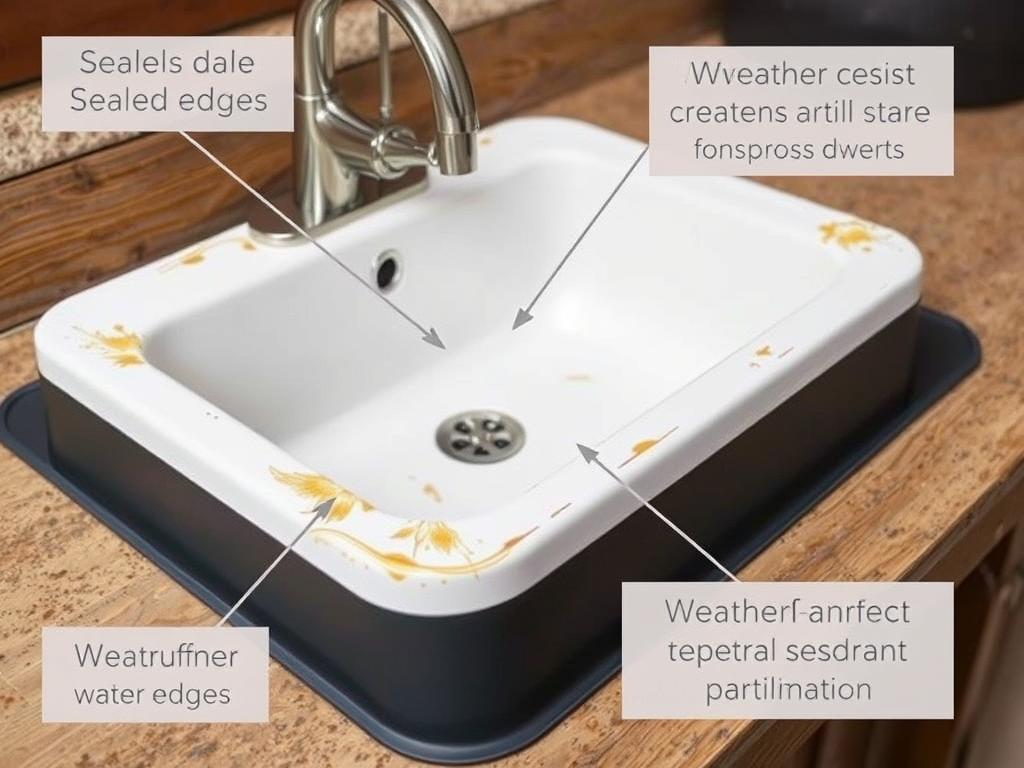 Outdoor sink with weatherproofing features