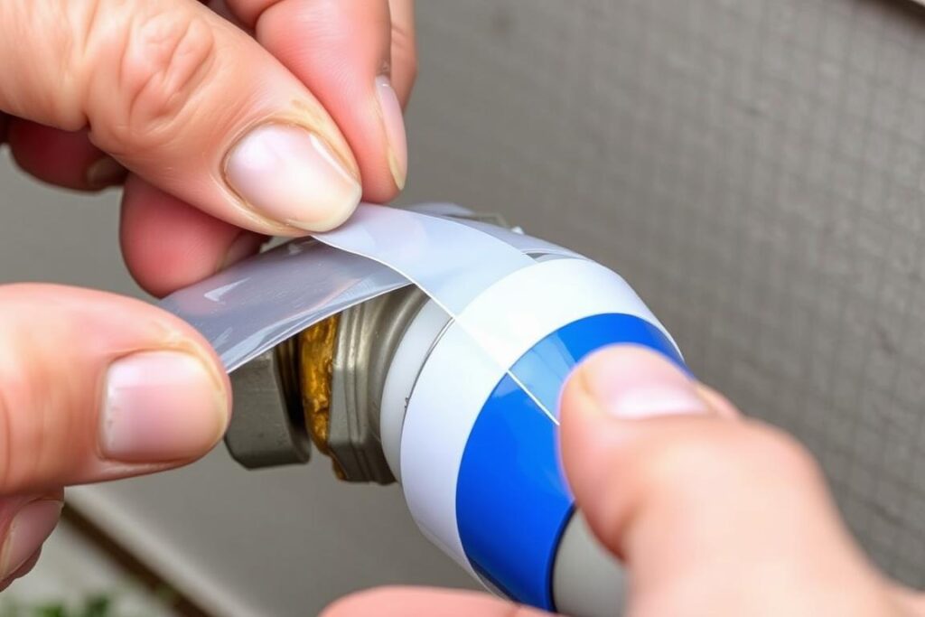 Proper application of Teflon tape on outdoor sink pipe threads